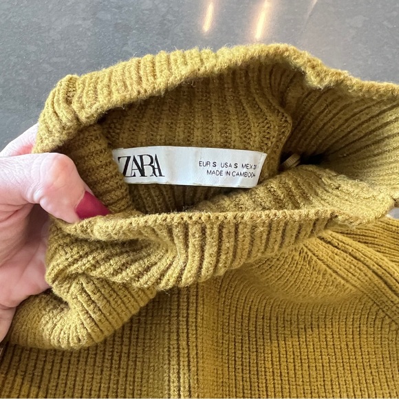 Zara Rib MocNeck Green Sweater Sz: S - Picture 6 of 9